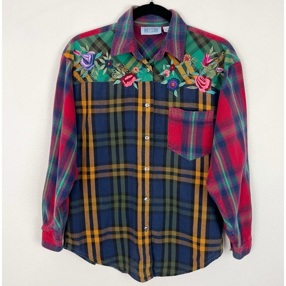 Vintage Embroidered Plaid Flannel Shirt - Picture 2 of 13